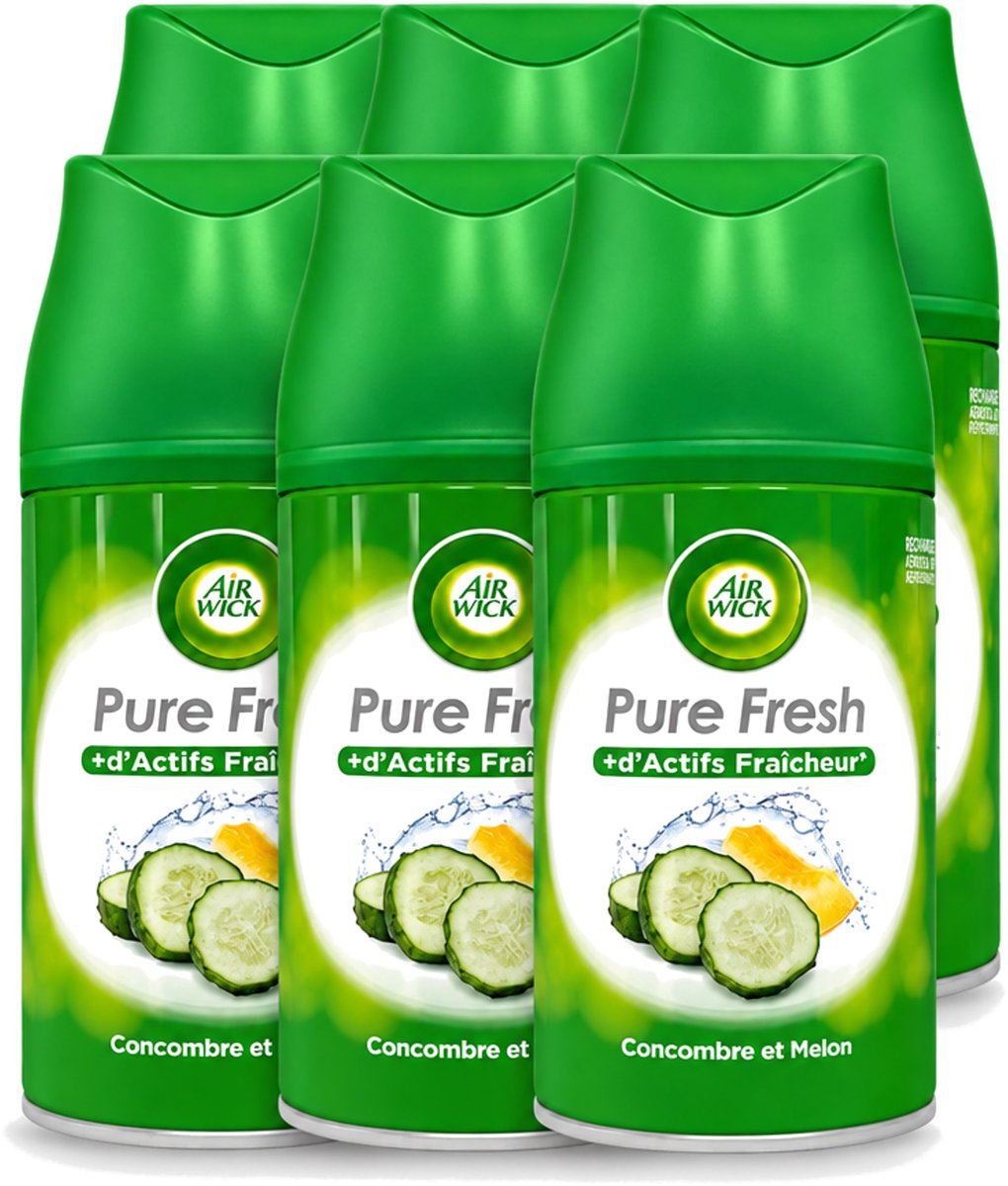 6 x Air Wick Freshmatic - Luchtverfrisser Navulling - Pure Fresh Komkommer - 250ml - Voordeelverpakking - 6 stuks