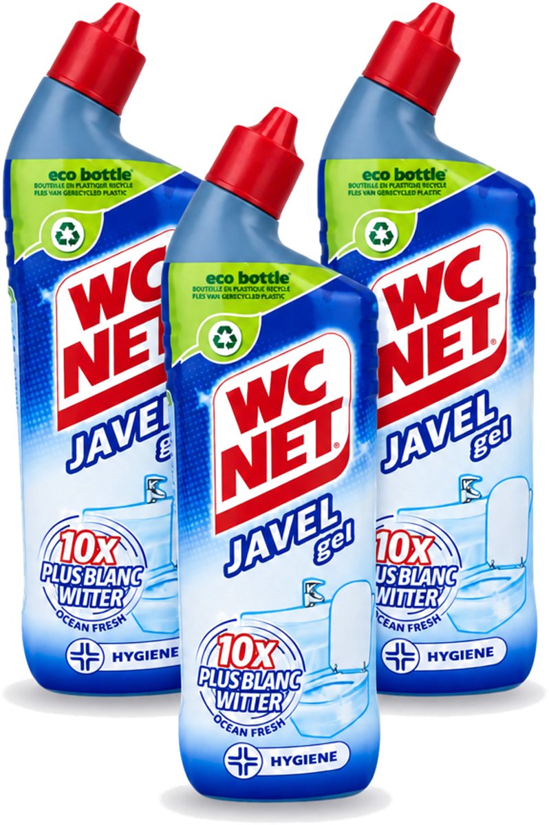 3 x WC Net - Toiletreiniger - Gel - Ocean Fresh - Gerecycled Materiaal - 750 ml - Voordeelverpakking - 3 stuks