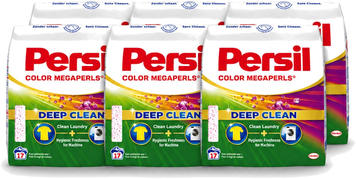 6 x Persil Color Megaperls - Deep Clean - Waspoeder - Gekleurde Was - 17 Wasbeurten - Voordeelverpakking - 6 stuks