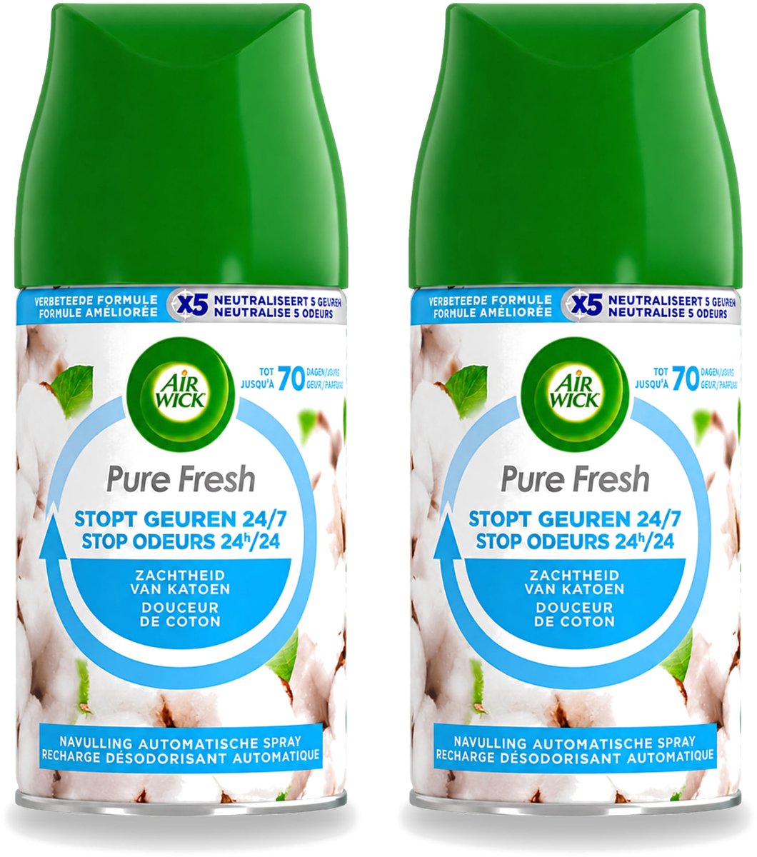 2 x Air Wick Pure - Luchtverfrisser Navulling - Zachtheid van Katoen - 250ml - Voordeelverpakking - 2 stuks