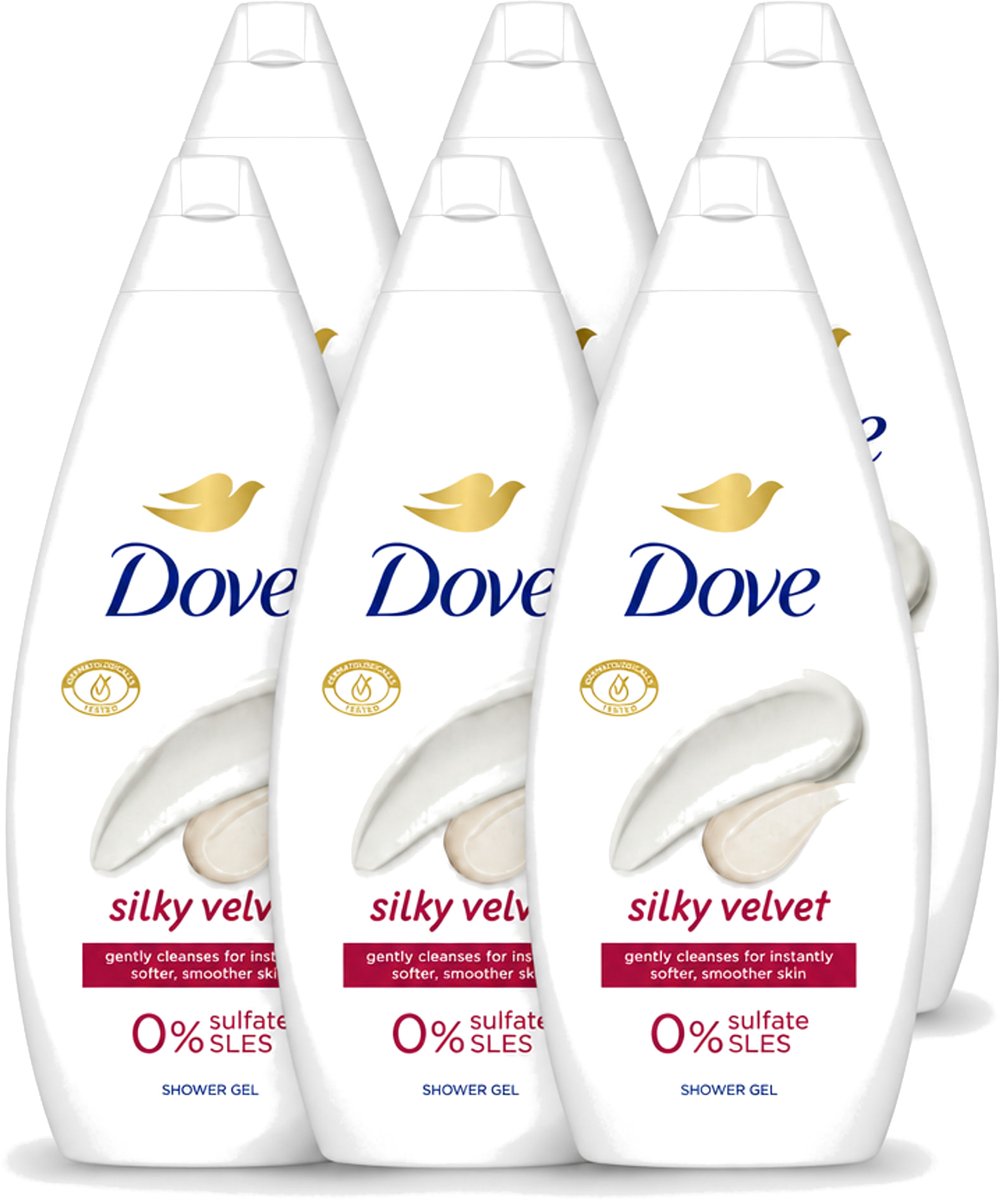 6 x Dove Silky Velvet - Douchegel - Sulfaatvrij - 250 ml - Voordeelverpakking - 6 stuks