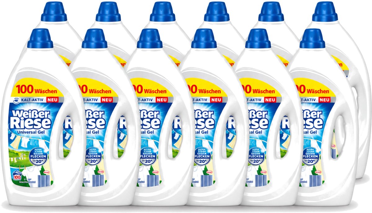 12 x Weißer Riese - Wasmiddel - Gel - Witte Was - 4.5L - 100 Wasbeurten - Voordeelverpakking - 12 stuks