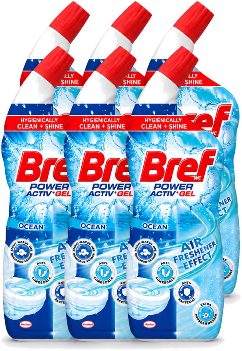 6 x Bref WC - Power Activ+ - Toiletreiniger - Anti-Kalk - Oceaan - 700 ml - Voordeelverpakking - 6 stuks