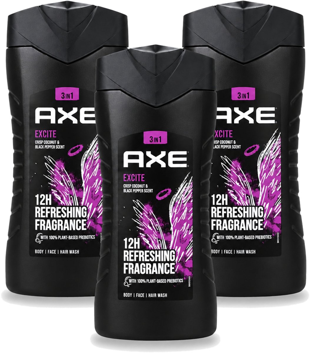 3 x AXE – Douchegel – Excite – 250 ml - Voordeelverpakking - 3 stuks