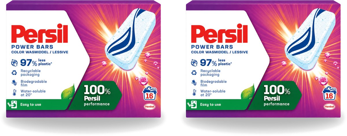 2 x Persil Power Bars - Wasmiddeltabletten - Gekleurde Was - 16 Wasbeurten - Voordeelverpakking - 2 stuks