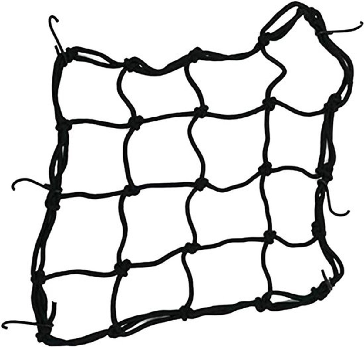 Elastische bagagetas - Fietsnetriem - Voor het vervoeren van bagage - 6 stevige haken - 30 x 30 cm - Zwart