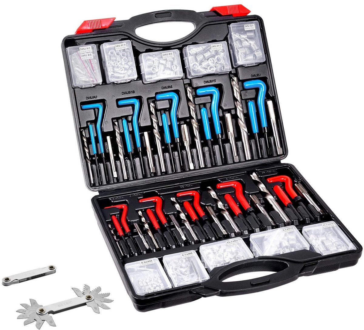 Novari - Schroefdraad reparatieset - Tapset - Gereedschap - Draad - Draadtapset - 338 onderdelen - Metrisch én SAE - Incl. koffer