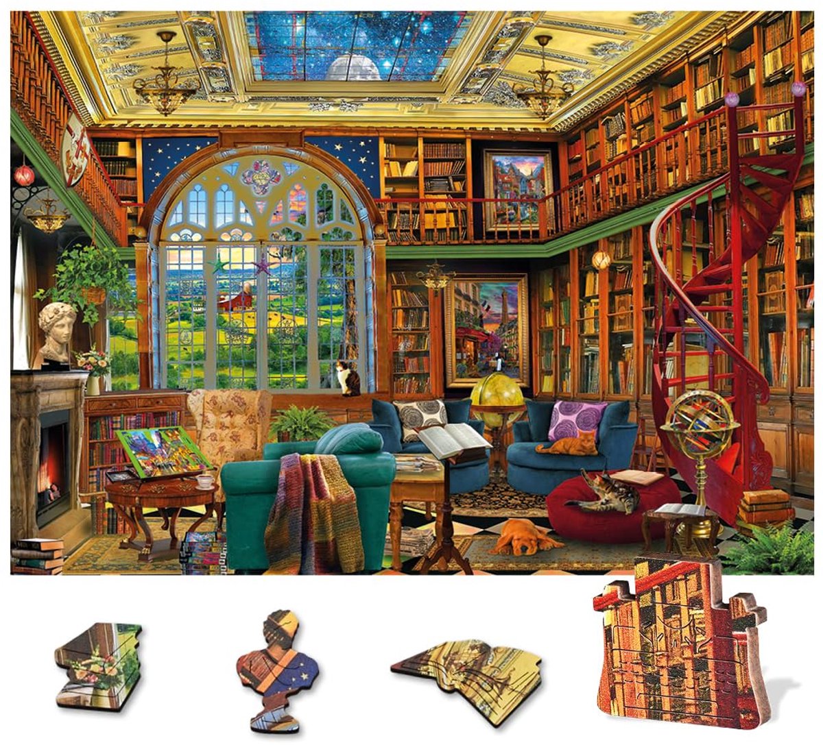 Houten Puzzels 250 stuks - Onregelmatige themastukken - Voor boekenliefhebbers - Duurzaam geproduceerd - ShopVlot