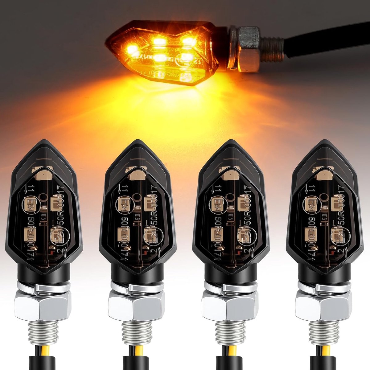 EYPINS Mini Motorcycle Indicator 12V 5 LED M8 E-Mark Universal Running Light Waterproof IP65 E-Mark 4 Pieces - ShopVlot