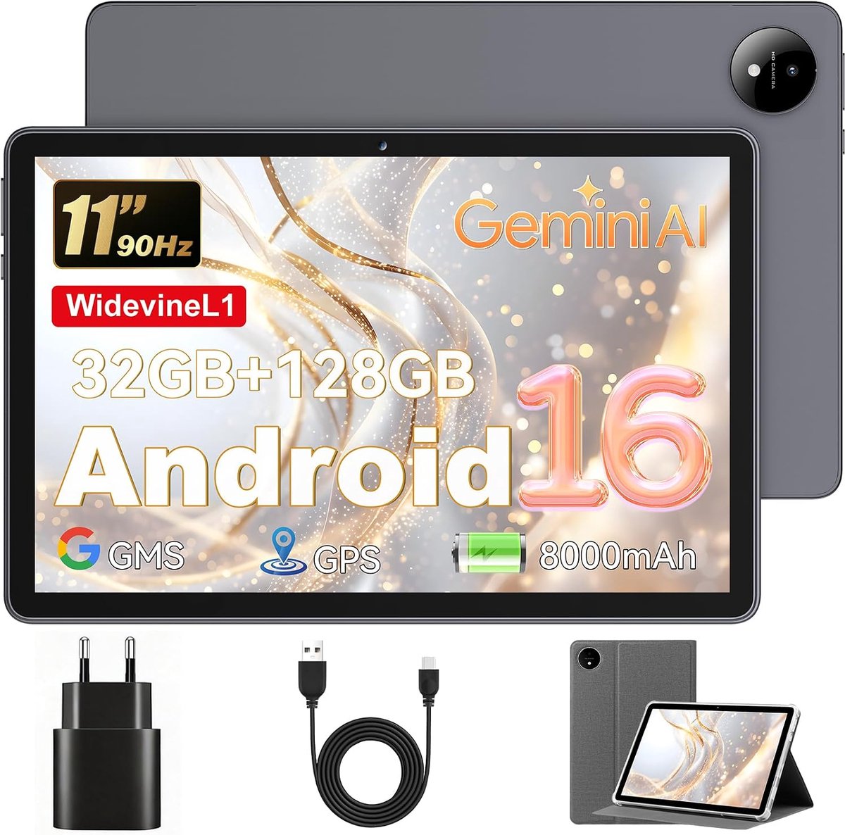 11 Inch Tablet Android 16 with Case, 32GB+128GB, T7250 Octa-Core, 8000mAh - ShopVlot