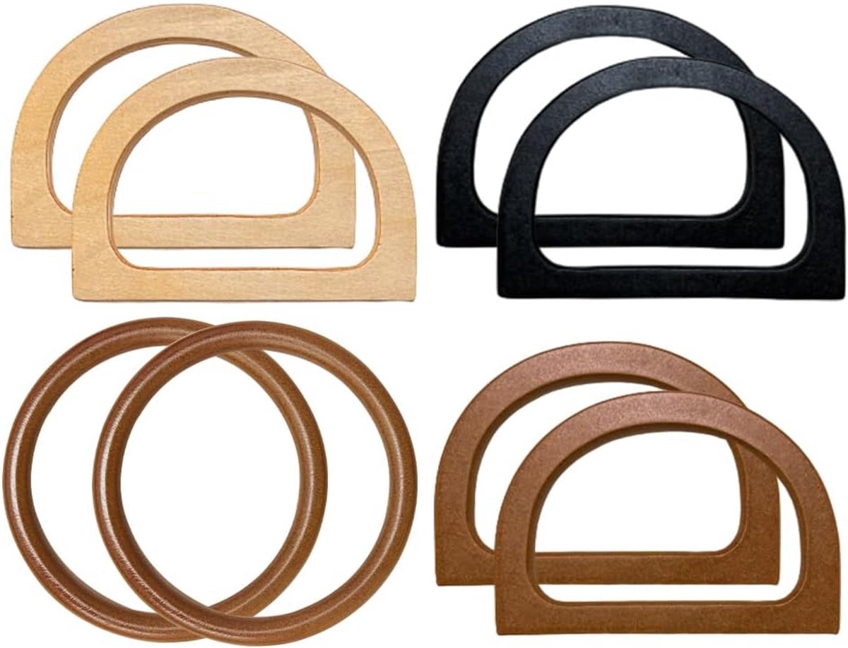 8 Pcs Wooden Bag Handles, Bag Handles, Wood Round Handles, D-Shaped Handbag Handle, Bag Wooden Handle, Accessory - ShopVlot