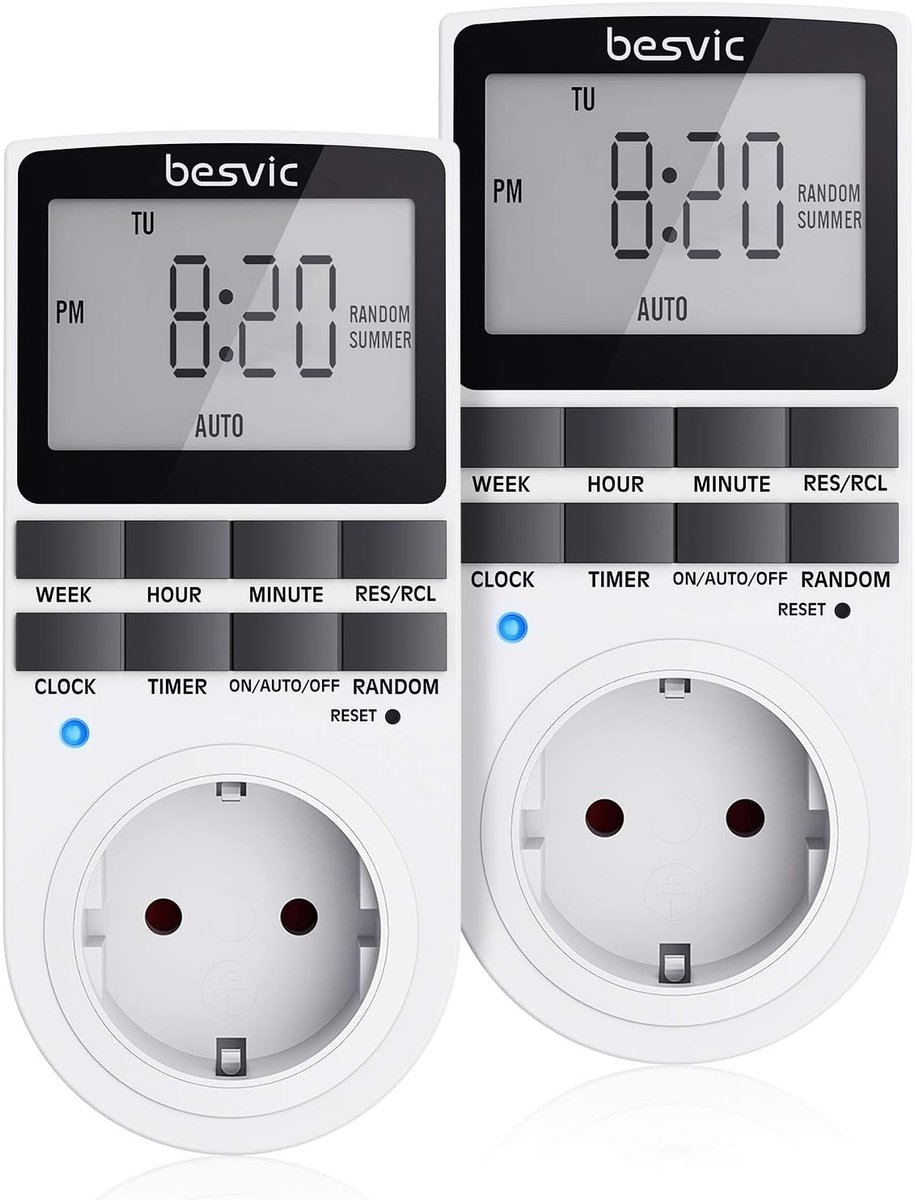 3680W Digital Timer Socket with 10 Configurable Daily Programmes, LCD Display and Random Anti-Staple Mode for Indoor - ShopVlot