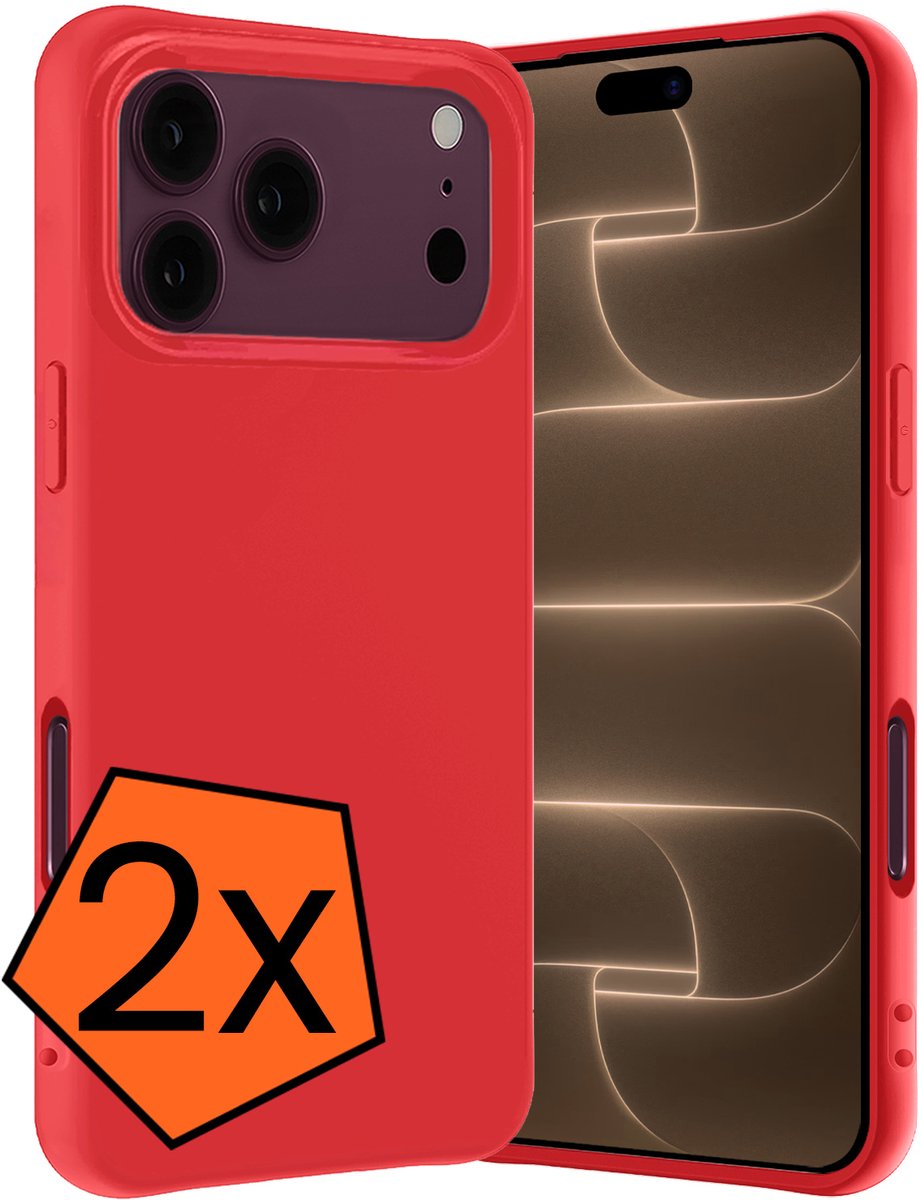 Hoes - 2 Stuks - Geschikt voor Apple iPhone 18 Pro - Sterk & Shockproof - Case Siliconen - Back Cover - Telefoon Hoes - Rood