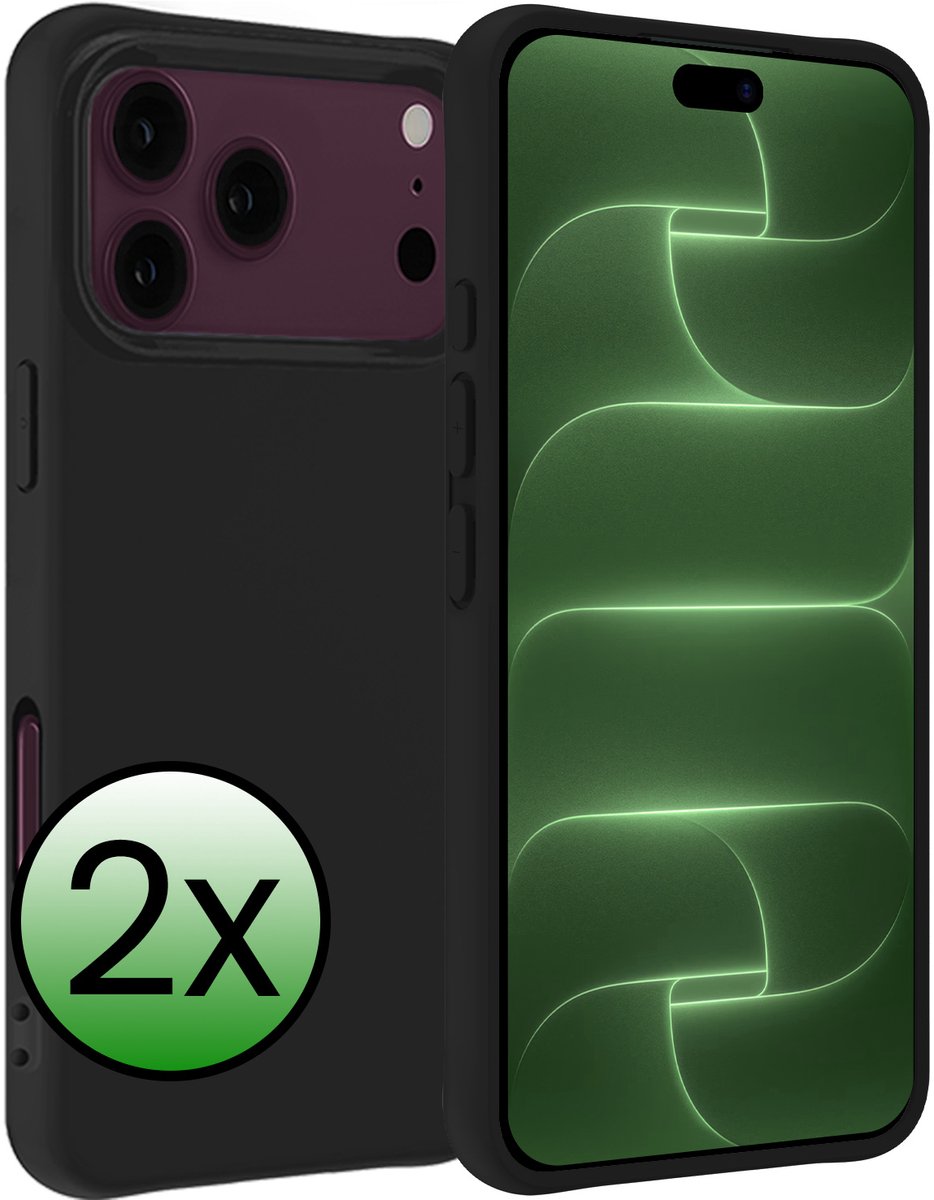 Hoesje 2 Stuks - Geschikt voor Apple iPhone 18 Pro Max - Sterk & Shockproof - Case Siliconen - Back Cover - Telefoon Hoes - Zwart