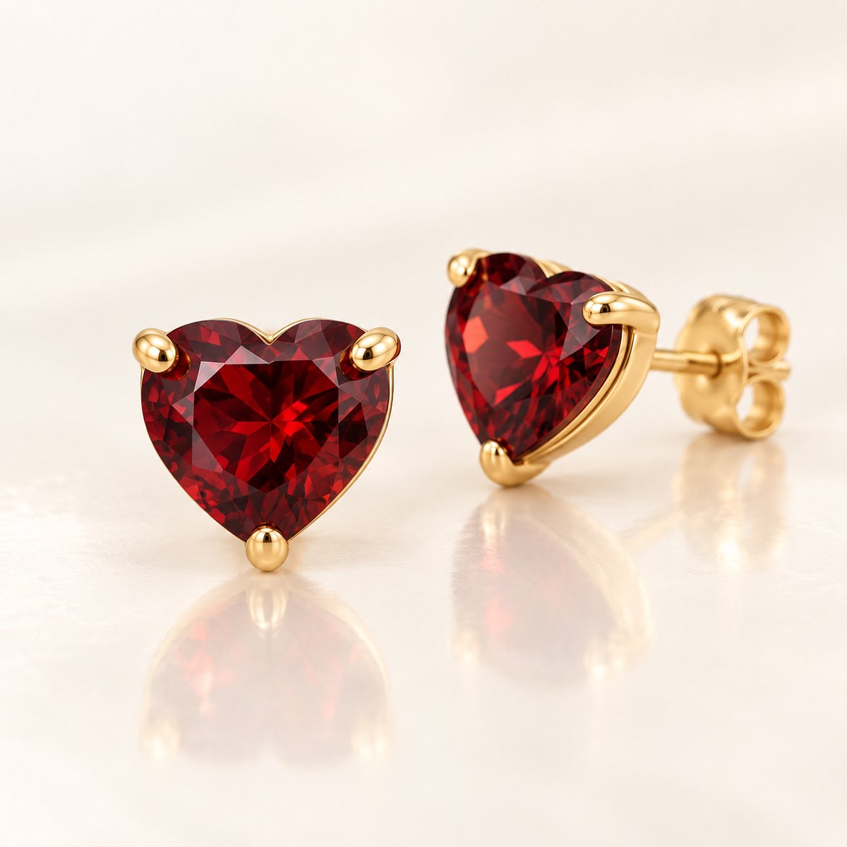 Maevi® Geboortesteen Oorbellen - Hartje / Heart - Maand: Januari - Kleur: Goud - Formaat: 9mm - RVS / Stainless Steel / Roestvrijstaal - Geboorte Sieraden / Kraamcadeau / Verjaardag - Oorbellen / Oorknopjes - Hoge Kwaliteit - Incl. Luxe Verpakking