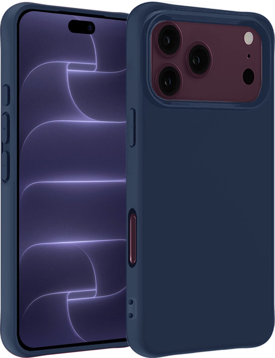 Hoesje - Geschikt voor Apple iPhone 18 Pro Max - Sterk & Shockproof - Siliconen Case - Hoes Cover - Telefoonhoes - Donkerblauw