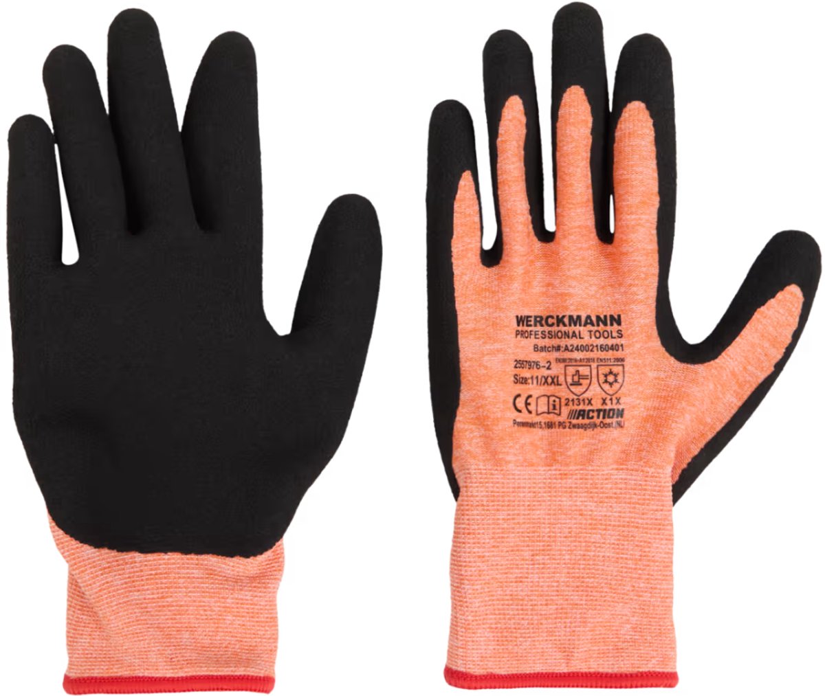 Werckmann thermo-werkhandschoenen Maat XL - Met latex voor extra grip