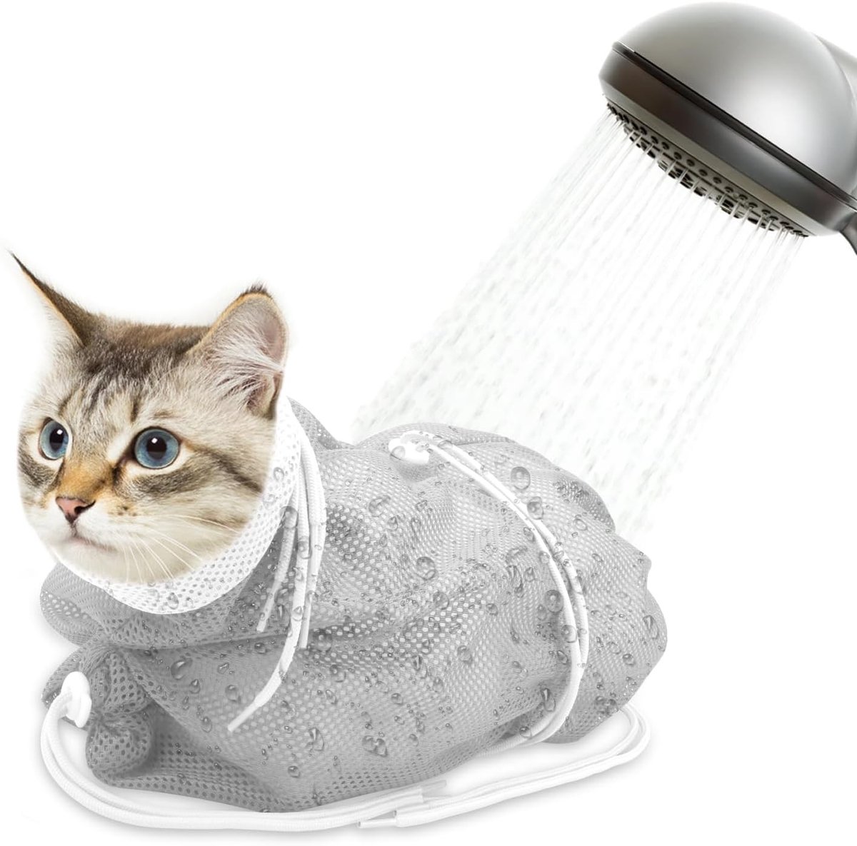 Ademend Mesh Anti-Scratch Kat Verzorgingstas voor Nageltrimmen en Bad, Verstelbare Polyester Kat Waszak