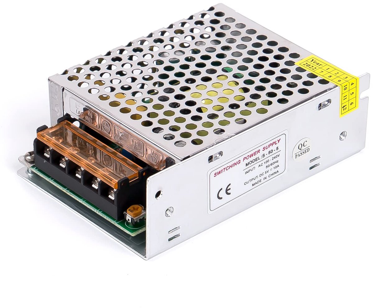 ANGEEK 5V 10A 50W DC switching power supply AC 100V/240V naar DC-5V power adapter, transformator, geschikt voor LED - ShopVlot