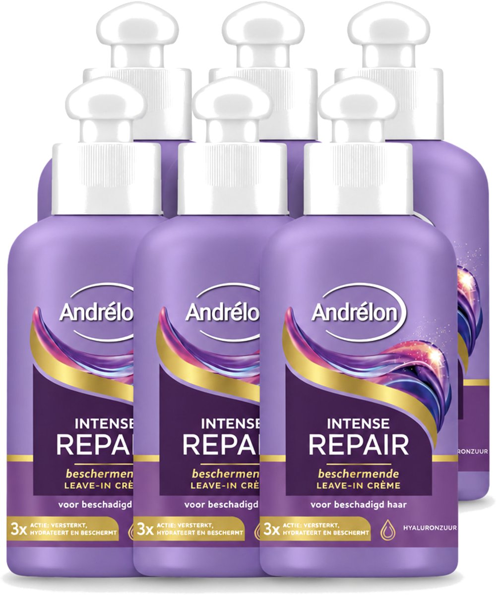 6 x Andrélon – Leave-In Crème – Intense Repair – 200 ml - Voordeelverpakking - 6 stuks