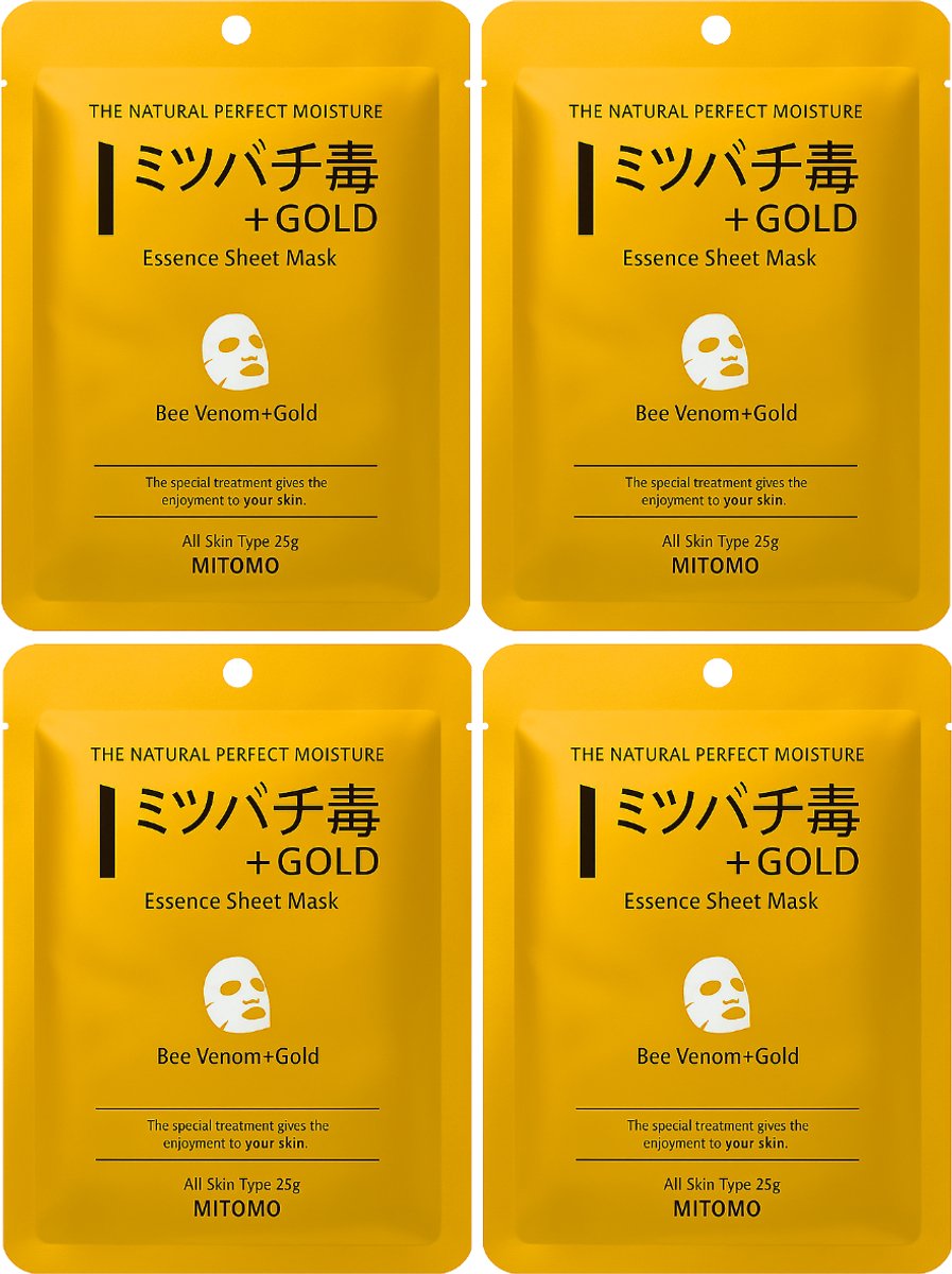 Gold & Bee Venom Facial Sheet Mask - Gezichtsmasker - Anti Rimpel - Hydraterend & Reinigend - 4 stuks - 100 g