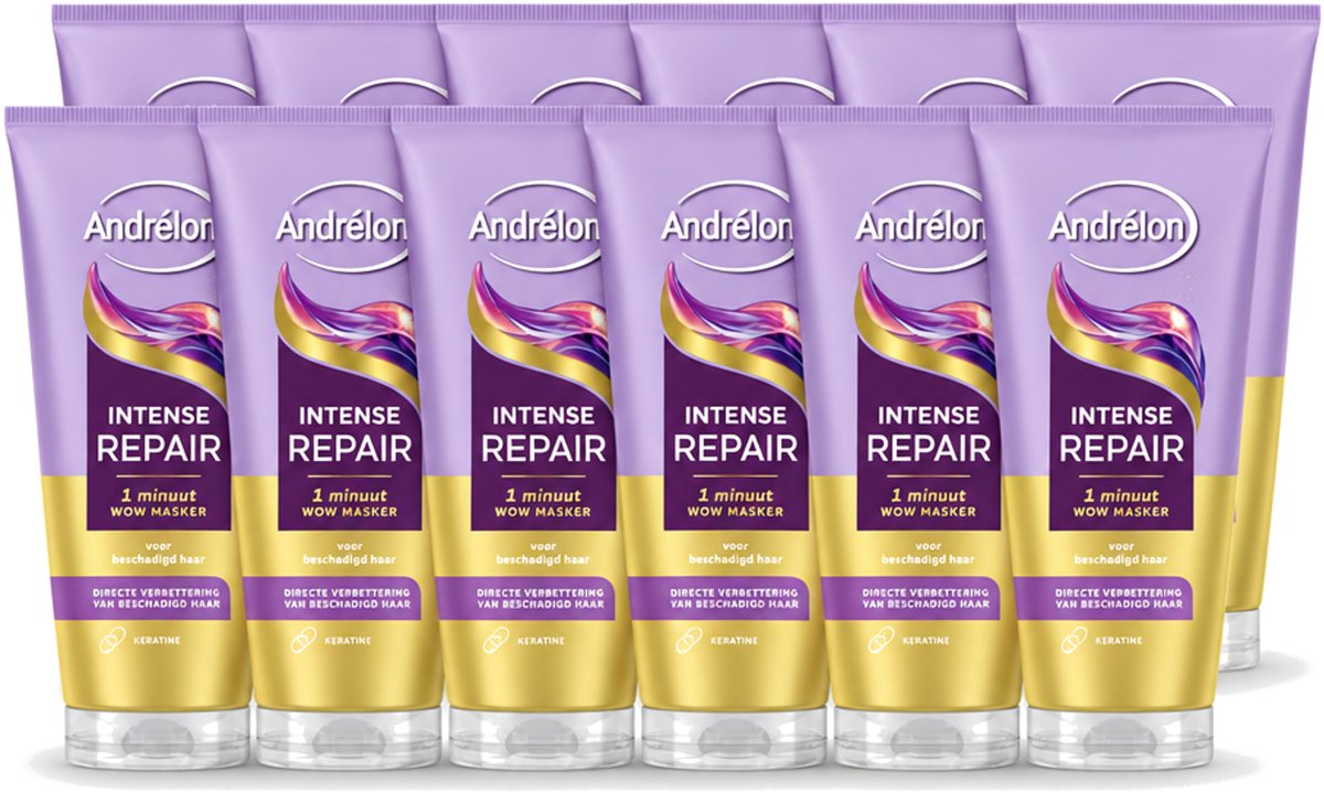 12 x Andrélon – Haarmasker WOW – Intense Repair – 180 ml - Voordeelverpakking - 12 stuks
