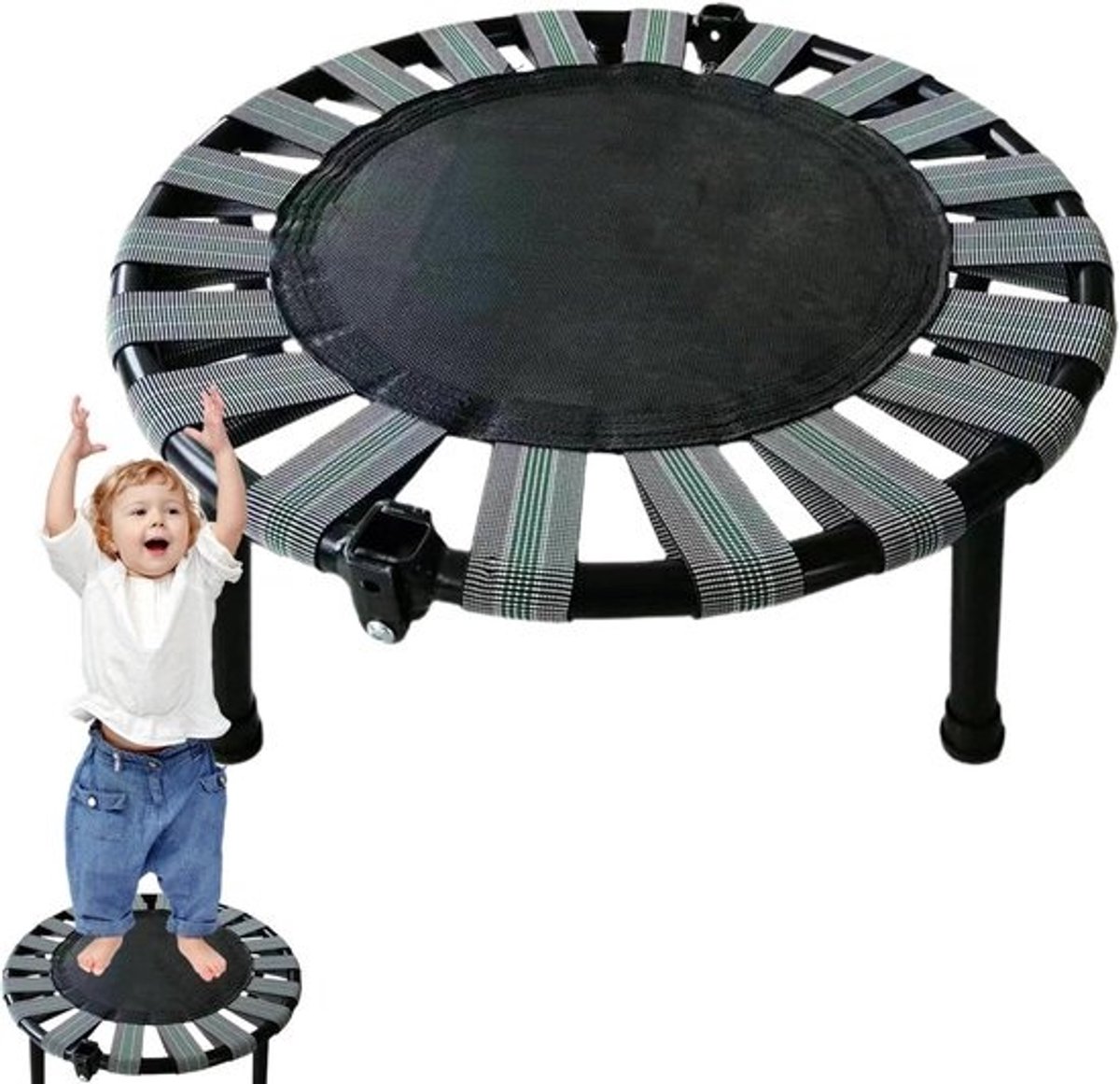 Minitrampoline - Oefenspringbed - Thuisfitness - Stille werking - 45 x 16 cm - Grijs