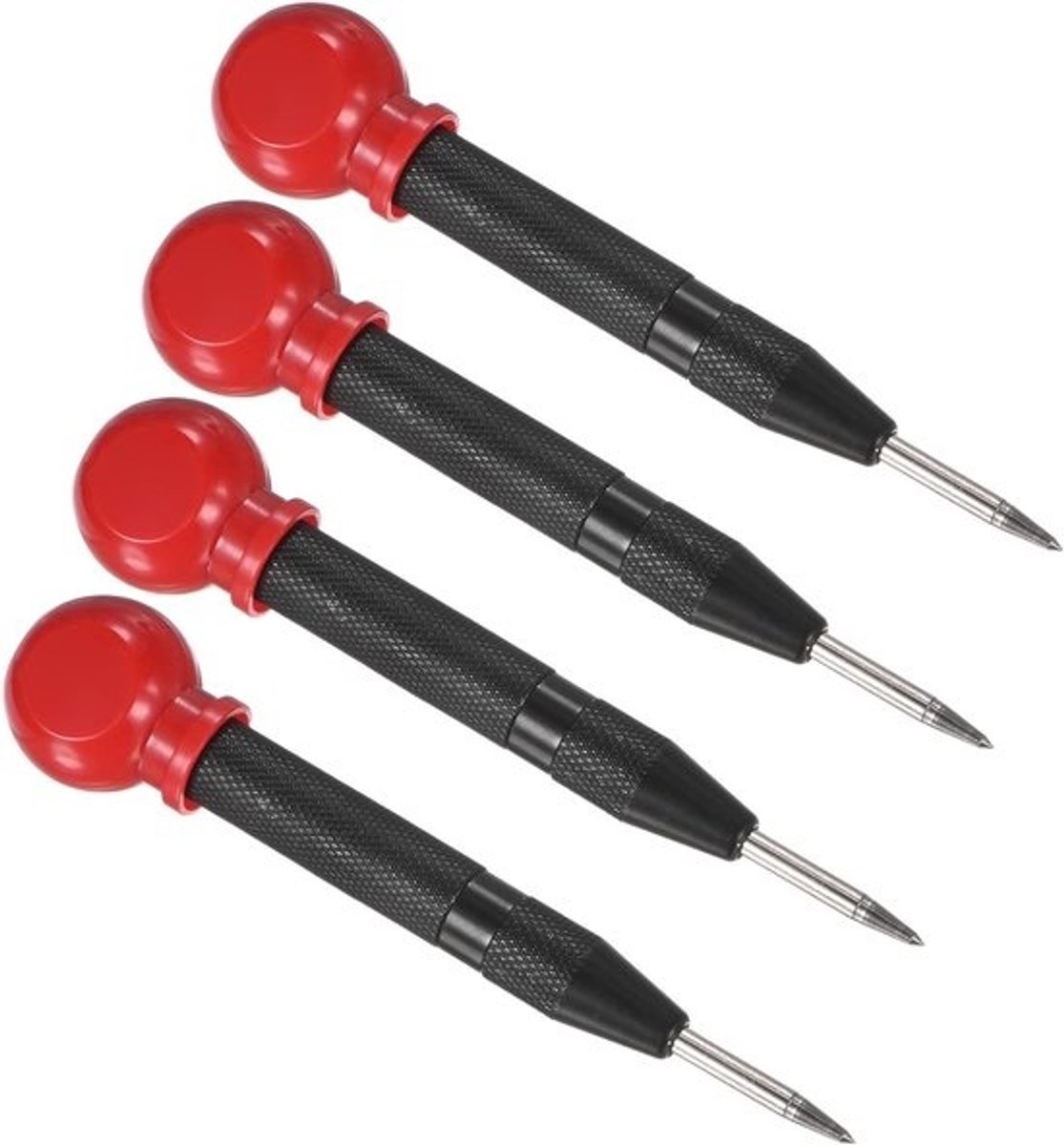 Automatische centerponsset - Veerbelaste nagelponsen - Voor nauwkeurig markeren - Verstelbare slagkracht - 133 mm lang - Zwart