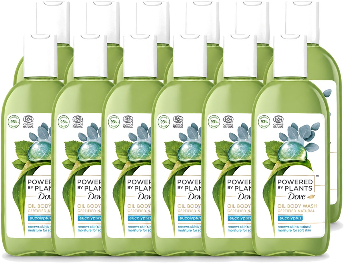 12 x Dove Powered by Plants - Oil Body Wash - Eucalyptus - 250 ml - Voordeelverpakking - 12 stuks