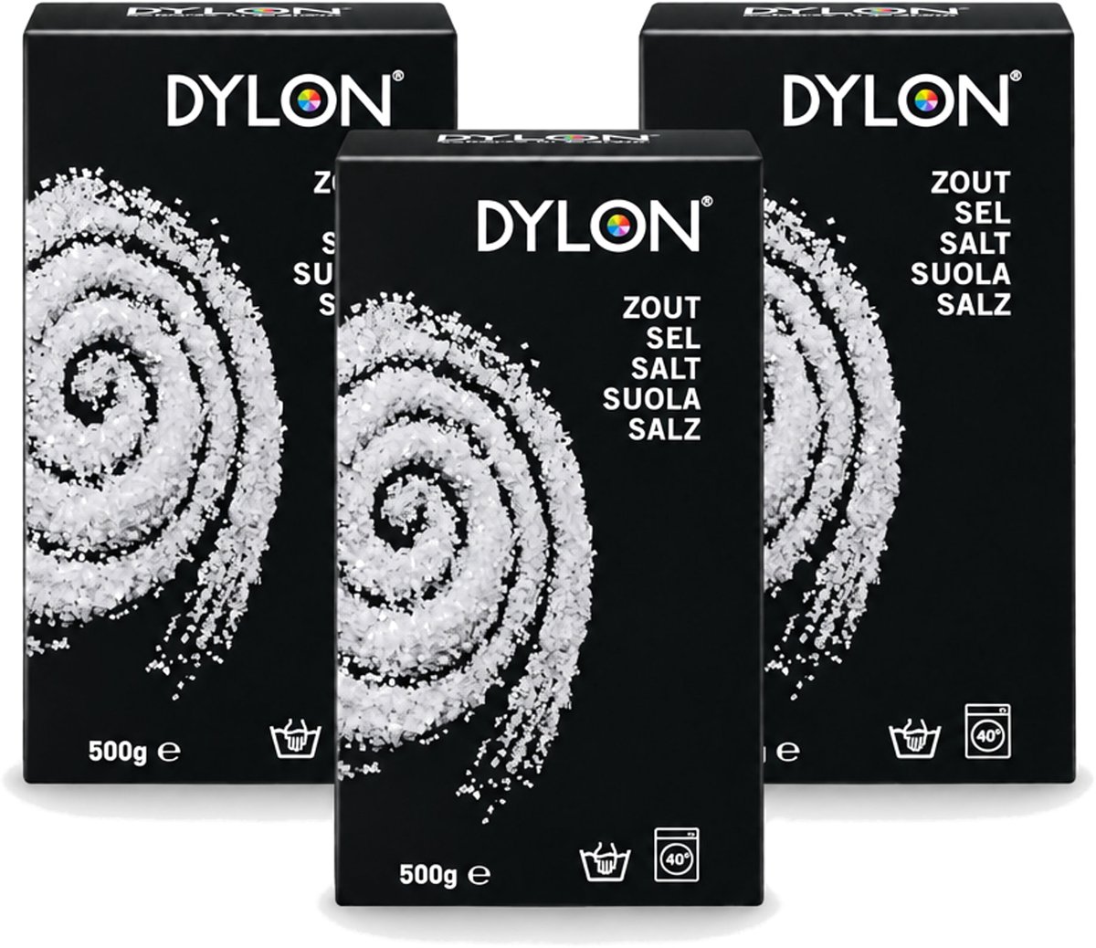 3 x Dylon - Zout - Voor Handwas Textielverf - Optimale Kleurresultaten - 500g - Voordeelverpakking - 3 stuks