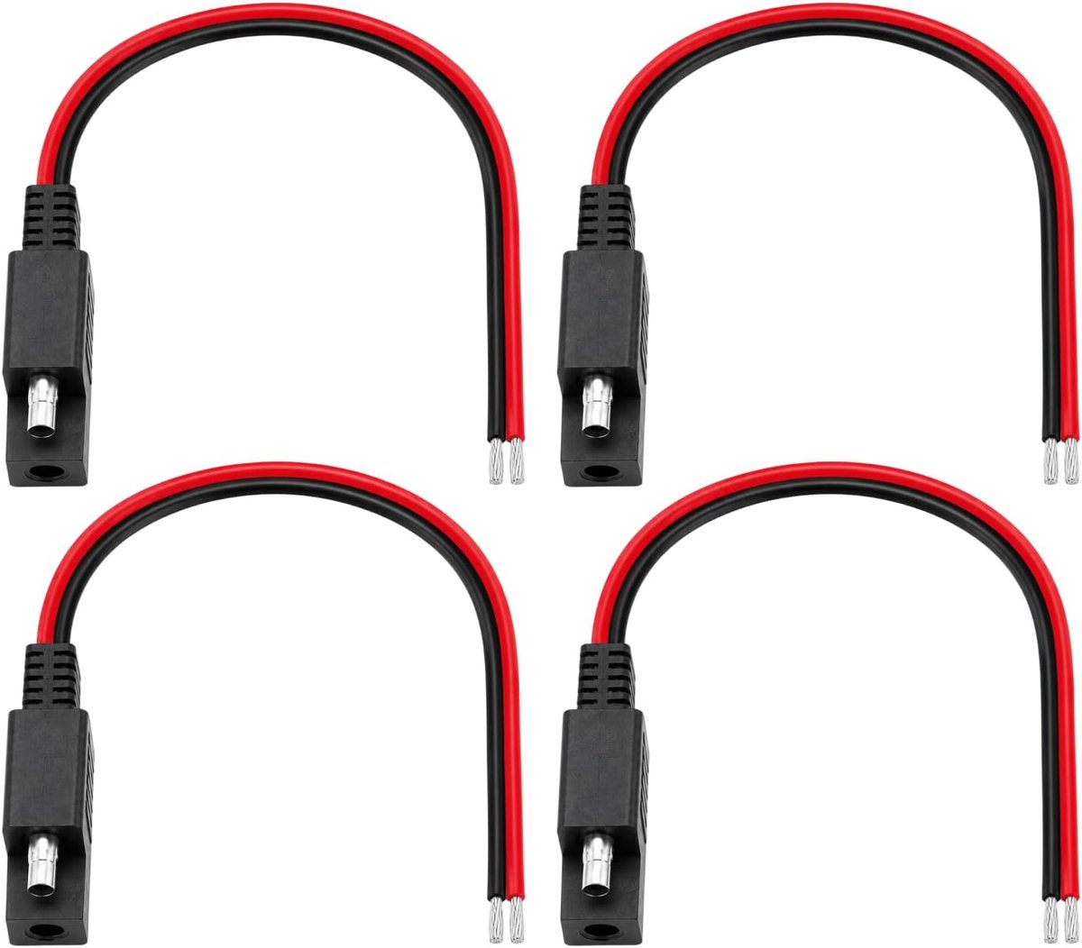 SAE-stekker, 4 stuks, 14 AWG-aansluitkabel, SAE-kabelverlenging voor 12 V-24 V, SAE-adapter met 30 cm zuivere koperen - ShopVlot