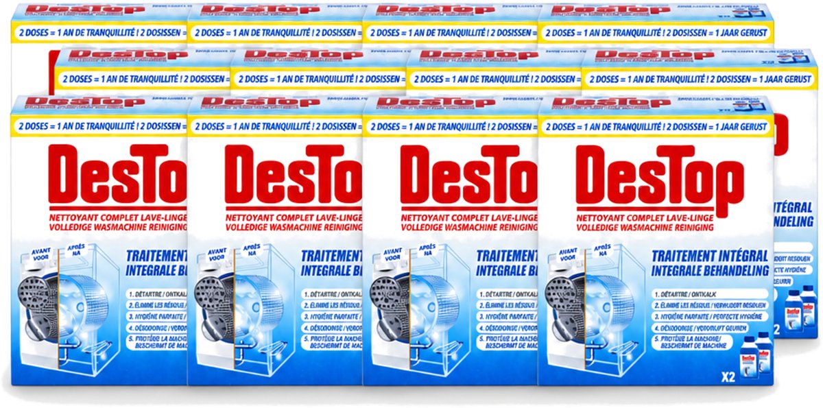 12 x Destop - Wasmachine reiniger - Integrale Behandeling - Duopack - Voordeelverpakking - 12 stuks