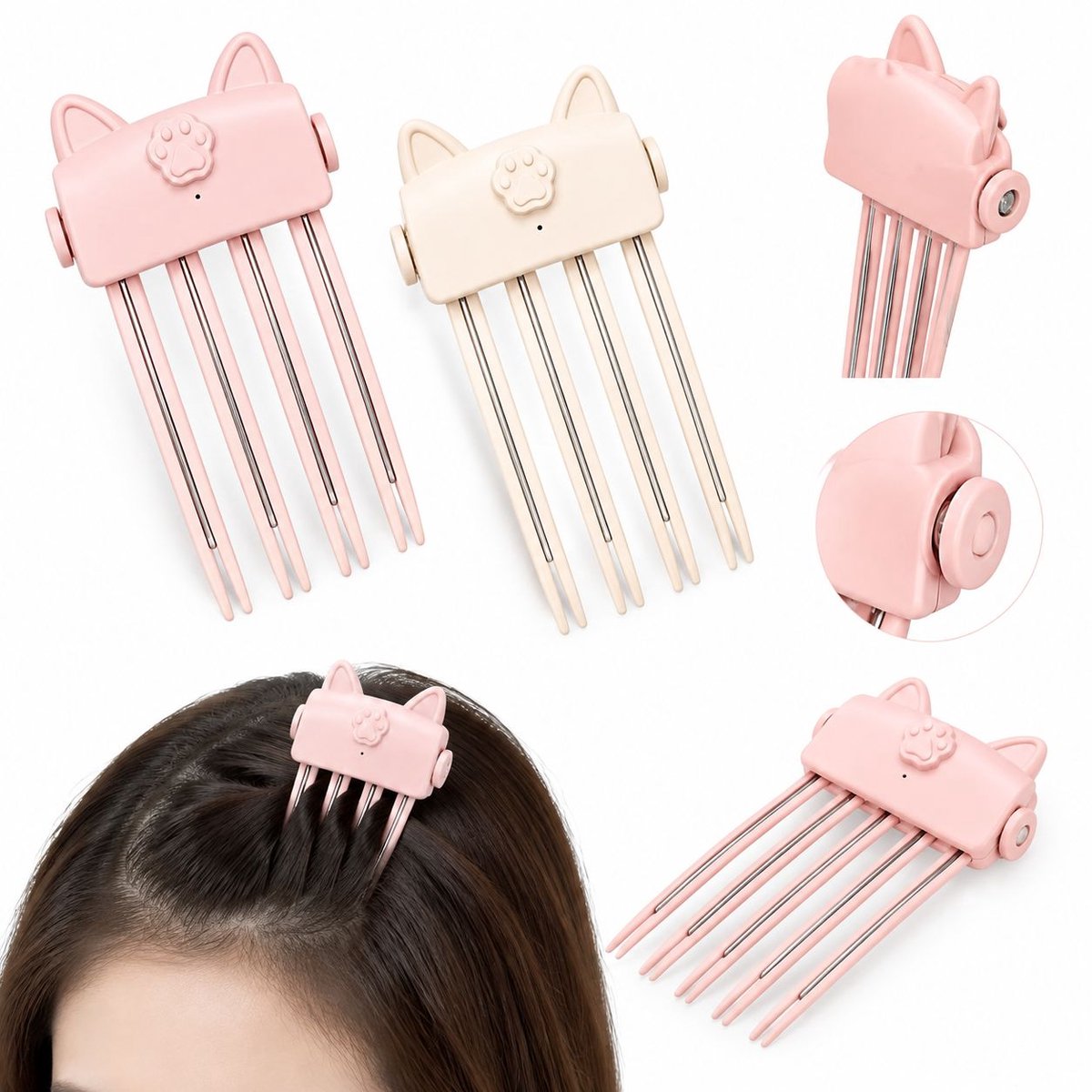 VHV - Volume clip haarwortel - 2 stuks - Verwarmde kam - Verwarmde volume clip - Wit - USB oplaadbaar - 2 temperatuurstanden - op kantoor