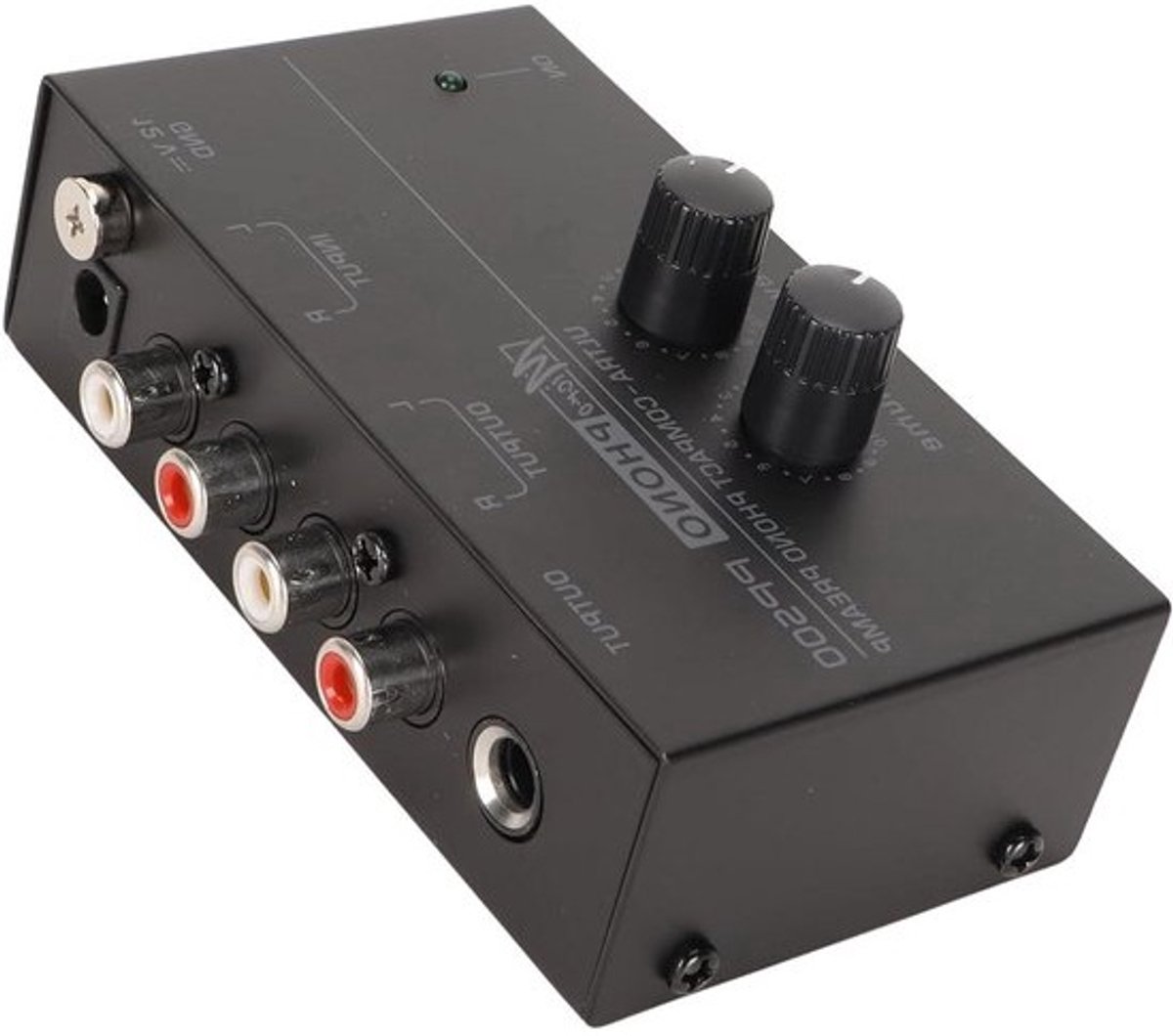 Phono-voorversterker - Platenspelerversterker - Hoge geluidskwaliteit - RIAA-gelijkgericht - 15 x 14 x 10 cm - Zwart