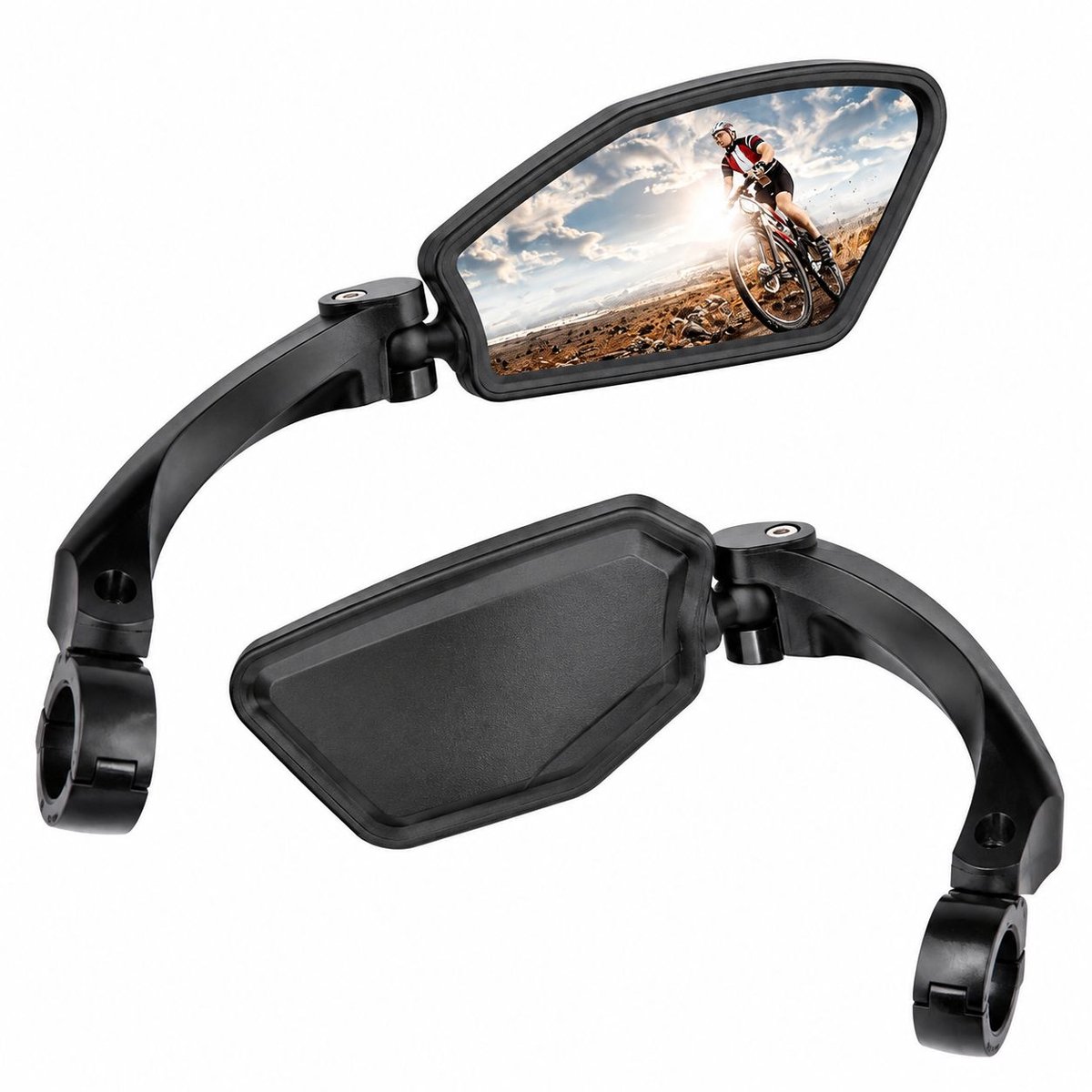 VHV - Fietsspiegel e-bike - 1 paar - Krasbestendige glazen lens - Zwart - Stuur fietsspiegel - Veilige achteruitkijkspiegel - op de fiets