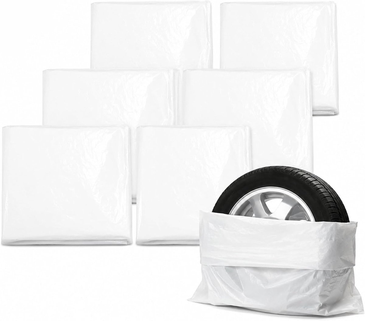 Set van 6 witte bandenhoezen voor autobanden (102 x 76 cm) - Bescherming, Opberging, Duurzaamheid