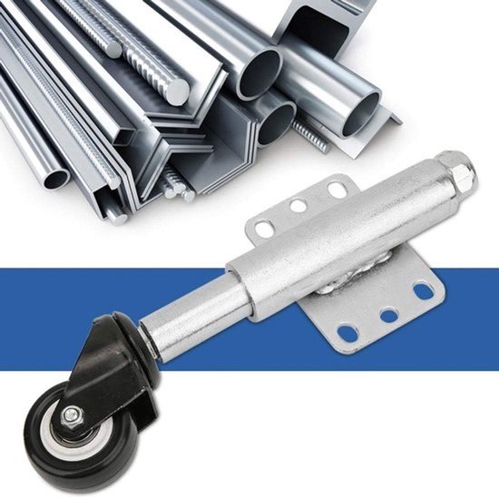 Zwenkwiel met rem - Verend poortwiel - Automatische hoogteaanpassing - Schokabsorberend - PU - 50 mm wiel - Zwart/zilver — afbeelding 3