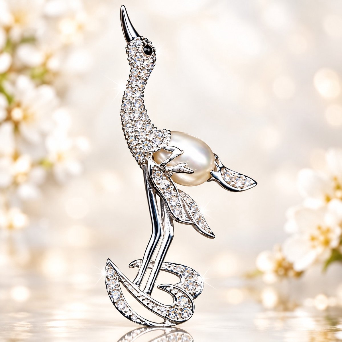 Hetty'S - Schitterende hanger - van een kraanvogel - 925 Zilver - Maat 58 X 24 mm