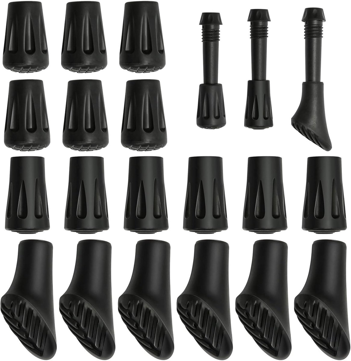Wandelstok Doppen - Rubberen Buffers - Outdoor Wandelen - Antislip Schokdemping - 18 Stuks - Zwart