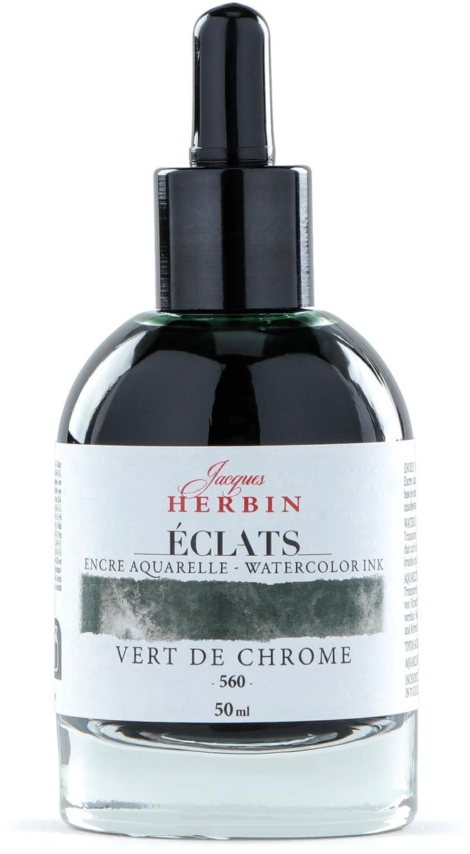 Jacques Herbin Éclats – Aquarel Inkt – Vloeibare Aquarelverf – Chroom Groen – 560 – 50 ml