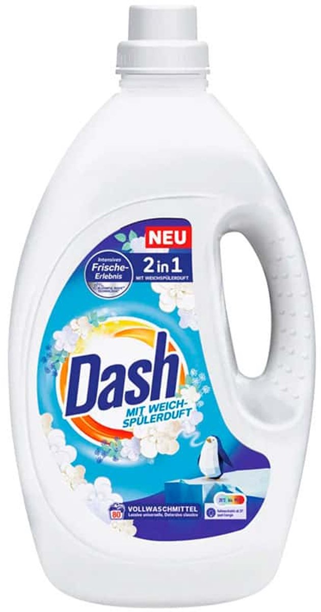 Dash 2in1 Wit Vloeibaar Wasmiddel & Wasverzachter 3 x 80 Wasbeurten