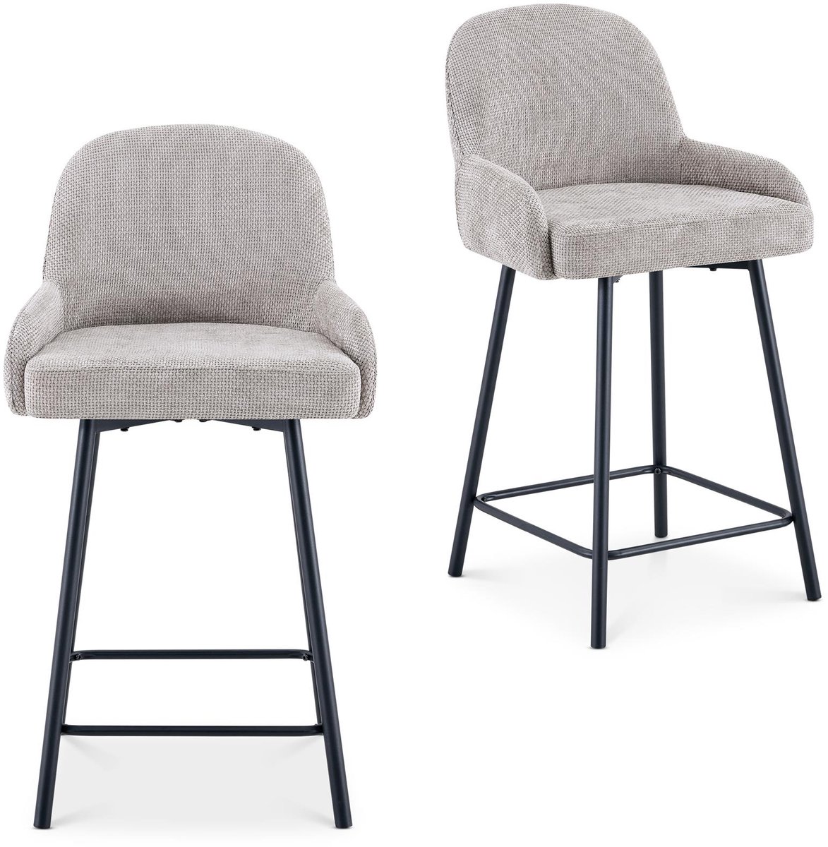 Barkrukken VIVIANNE-1, set van 2, gestoffeerd – beige