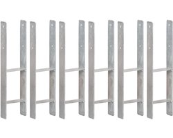 vidaXL - Grondankers - 6 - st - 14x6x60 - cm - gegalvaniseerd - staal - zilverkleurig