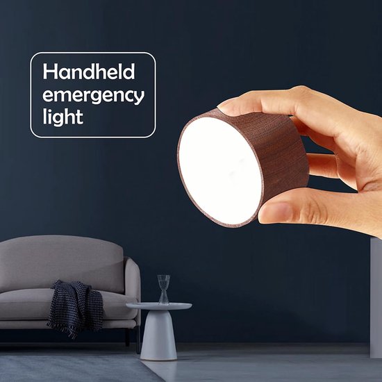 Houten wandlamp voor naast het bed - Oplaadbare nachtlamp - Draadloze wandverlichting - Geschikt voor slaapkamer, hal en gang - Papierhoutmodel — afbeelding 3