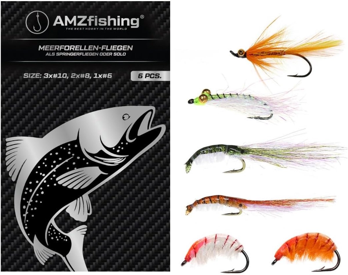 NEW AMZfishing® 6 Pieces Sea Trout Flies - Jumper Flies for Sea Trout Fishing - Fly Fishing - Fly Fishing Sea Trout - ShopVlot