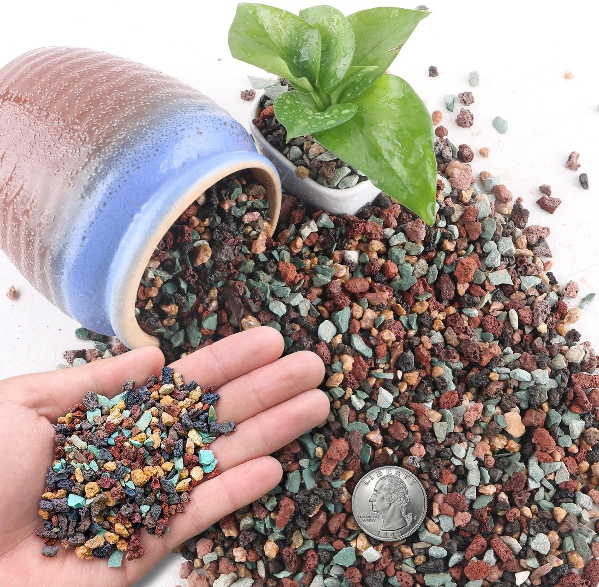 SnelShoppen - 1.4 kg Mix Lava Stones voor Planten, Decoratieve Kleurige Steentjes voor Bloempotten, Vazen, Creatief Gebruik in Tuin en Aquarium