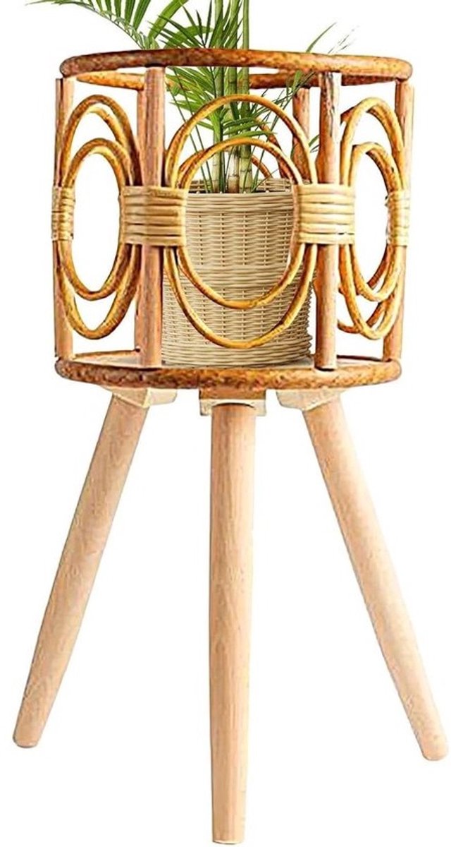 Rotan plantenstandaard - Bloempotmand - Planten presenteren - Boho-stijl - 41 cm hoog - Natuurlijk