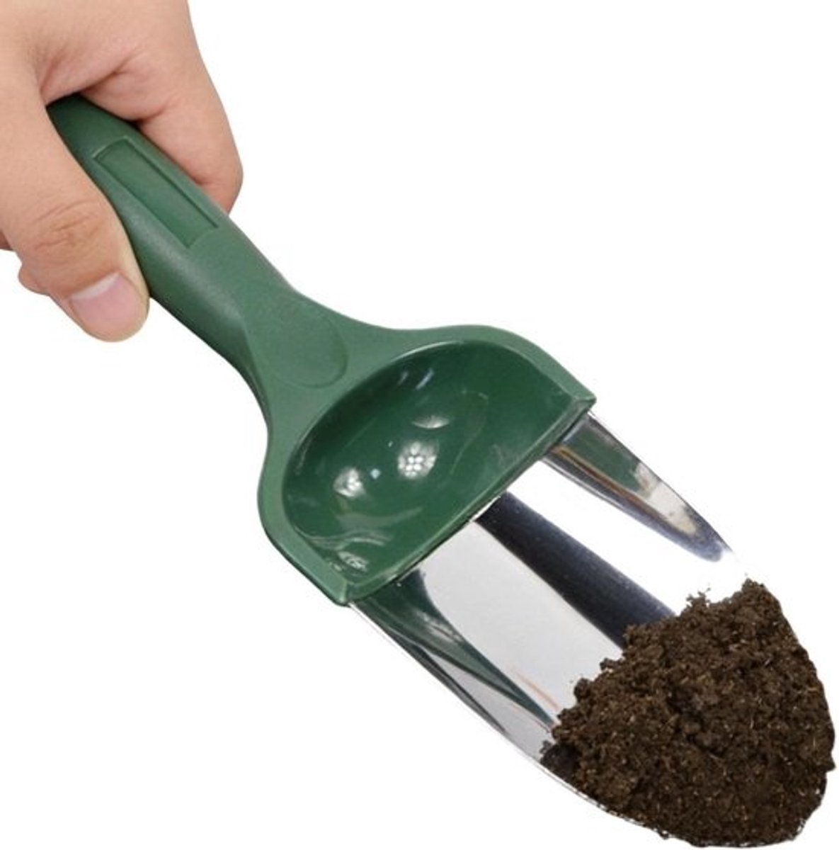 Tuinschop - Plantschep - Voor tuinieren en grondbewerking - Roestvrijstalen constructie - 30 x 9 x 6 cm - Groen