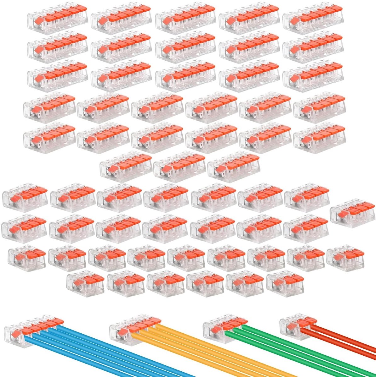 60-delige elektrische connector met hefboom, snelle aansluiting voor 2/3/4/5 ingangen, ideaal voor kabelverbindingen en installatieprojecten
