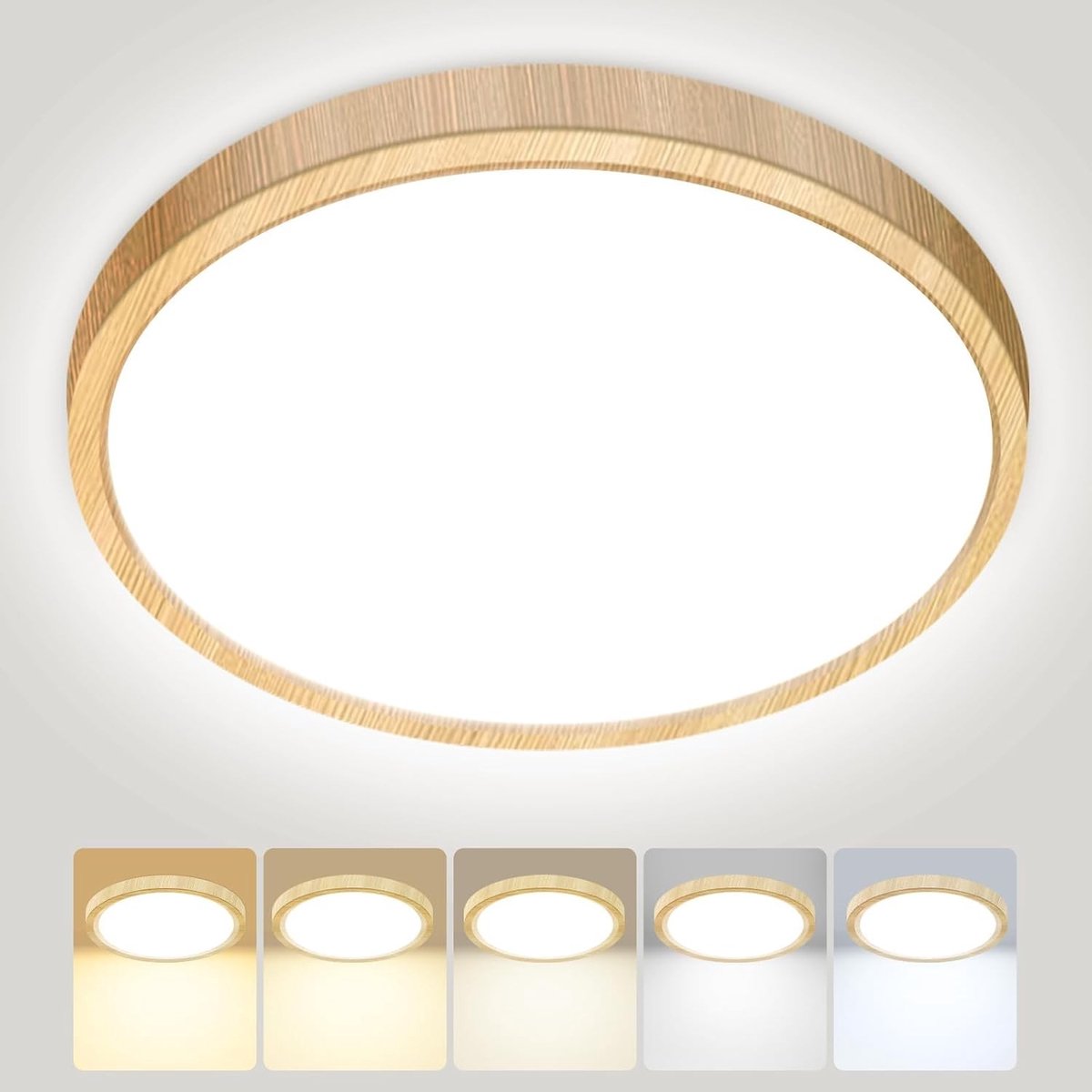 Ronde LED Plafondlamp met 5 Kleurtemperaturen, 24W 2800LM, IP54 Waterdicht, Modern Design voor Badkamer, Keuken en Slaapkamer, Ø30 cm